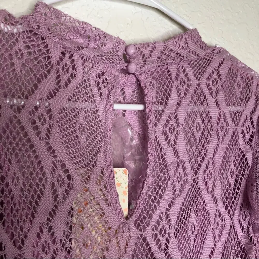 Free People wisteria pink purple lace ruffle dress size Extra Small NWT